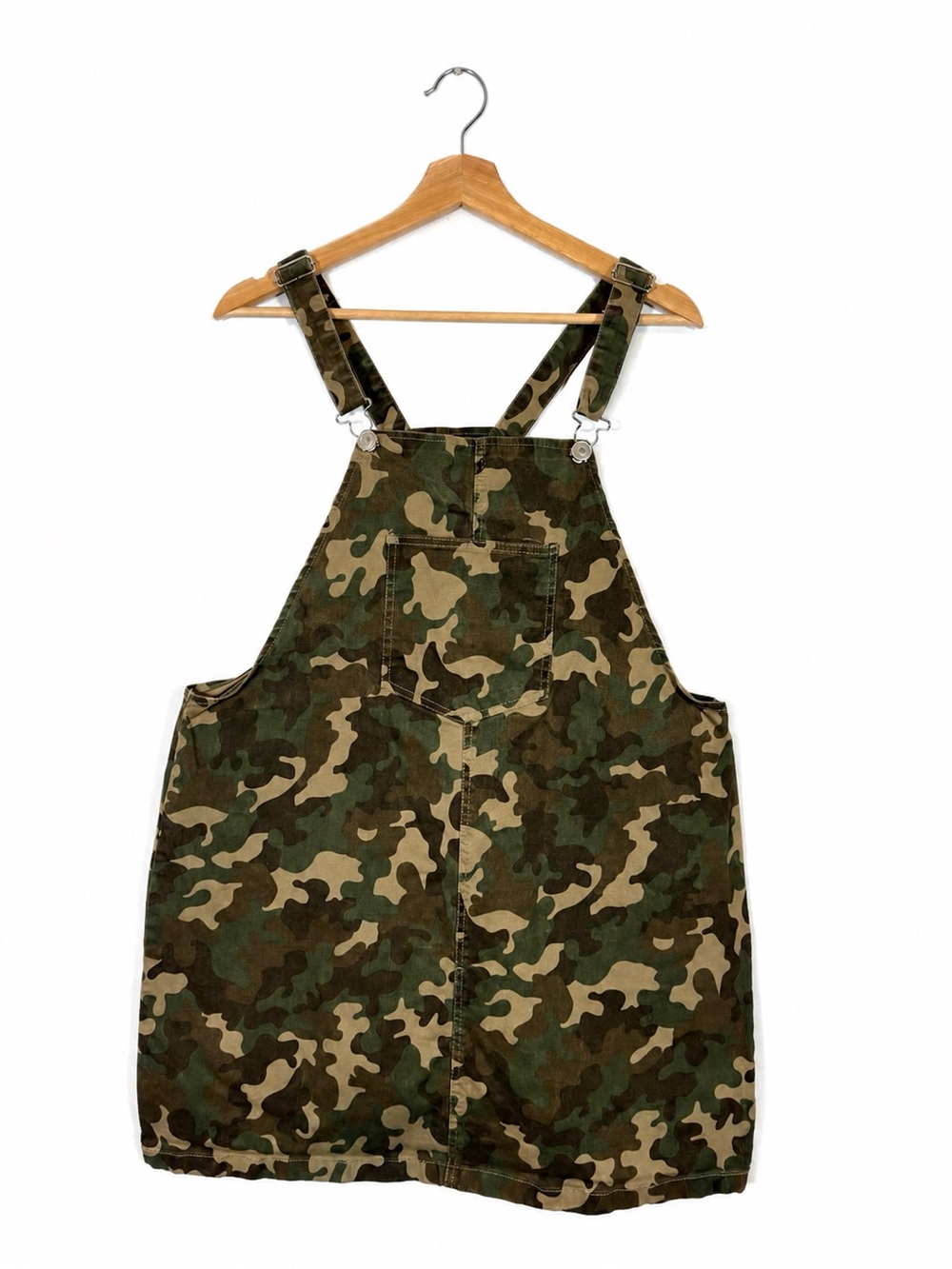 New Look Camo Cotton Overall Dress Size XL 90s Utility Cargo Army Print Tailgate